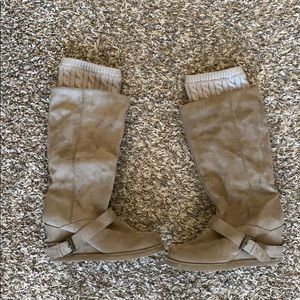 Suede wedge heel boot